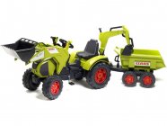 FALK – Šliapací traktor Claas Axos s nakladačom, rýpadlom a vlečkou