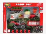 Maisto Massey ferguson Farm Set 8s.285 Traktor s príslušenstvom 2018 1:64 Červená sivá