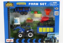Maisto New holland Farm Set T7-315 Tractor With Accessories 2018 1:64 modro-žltá