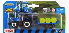 Maisto New holland T7-315 Traktor s prívesom 2018 1:64 Modrozelený