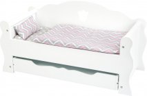 Malá drevená posteľ pre bábiky biela