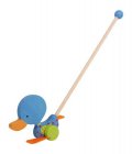 Malá hračka na ťahanie nôh Hojdacia kačica modrá
