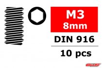 Oceľový inbusový šnek, M3x8mm, 10 ks.