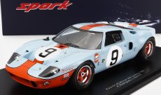 Spark-model Ford usa Gt40 4.9l V8 Team Jw Automotive Engineering Gulf N 9 Winner 24h Le Mans 1968 L.bianchi - P.rodriguez - Con Vetrina - S vitrínou 1:18 Light Blue Orange