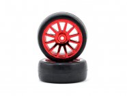 Traxxas koleso, disk 12-spoke červený, pneu slick (2)