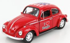 Welly Volkswagen Kafer Beetle 1959 - I Love Brugge - bez krabice 1:34 Červená