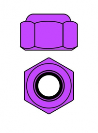 Hliníkové Nylon STOP matice M2 – fialové – 10 ks