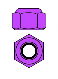 Hliníkové Nylon STOP matice M3 – fialové – 10 ks