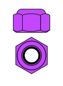 Hliníkové Nylon STOP matice M4 – fialové – 10 ks