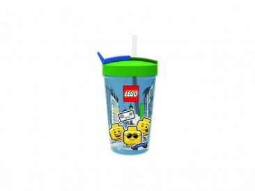 LEGO fľaša so slamkou 0,5 L – Iconic Boy modrá