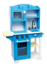 Malá detská drevená modrá kuchyňa