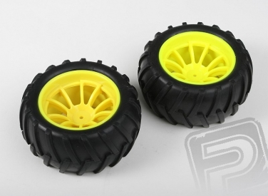 Nalepené gumy - 1/10 Monster, žlté disky (2 ks)