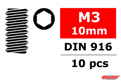 Oceľový inbusový šnek, M3x10 mm, 10 ks.