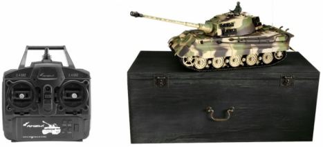RC tank v drevenom kufríku Tiger II Henschel 1:16
