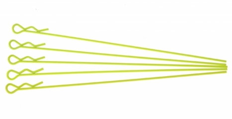 Sponky pre karosérie pre 1/10 - fluorescenčné žlté, extra dlhé (5ks.)