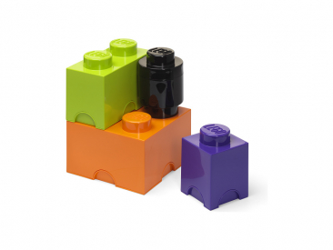 LEGO úložné boxy Multi-Pack 4 ks – fialová, čierna, oranžová, zelená