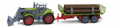 RC kolesový traktor s vlečkou dreva