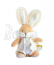 Hračka Doudou Bunny s hrkálkou a držiakom na cumlík 21 cm biela