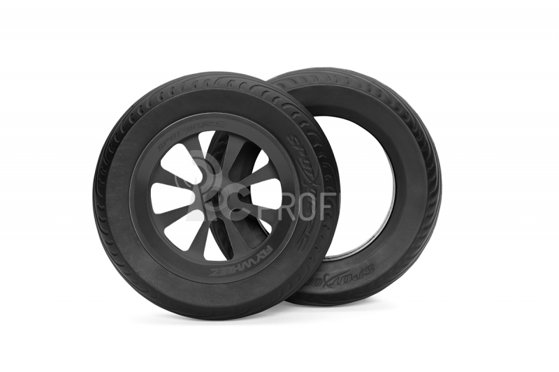 101 mm podvozkové koleso s hliníkovým stredom a náhradnou gumou - čierne (1 ks)