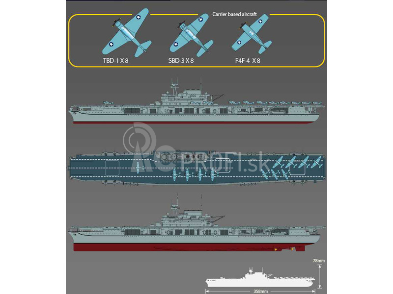 Academy USS Enterprise CV-6 „bitka pri Midway“ (1:700)