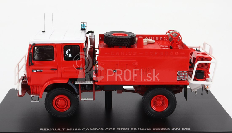 Alerte Renault M180 Tanker Truck Camiva Ccf Sdis 28 Sapeurs Pompiers 1986 1:43 červená biela