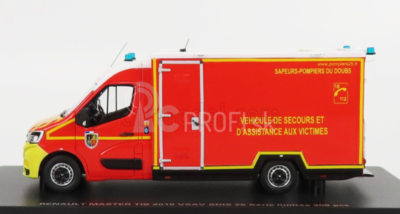 Alerte Renault Master Van Vsav Sdis 25 Vehicule De Secours Et D'assistance Aux Victimes Sapeurs Pompier 2019 1:43 červená biela žltá