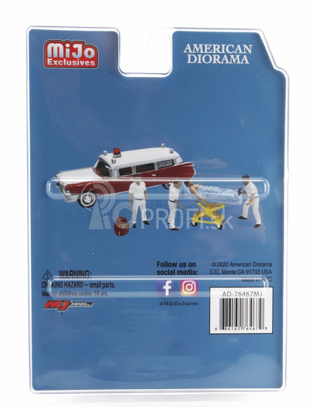 Americká dioráma Sada figúrok 4x Muž záchranár - Ambulancia - Ambulanza 1:64 biela