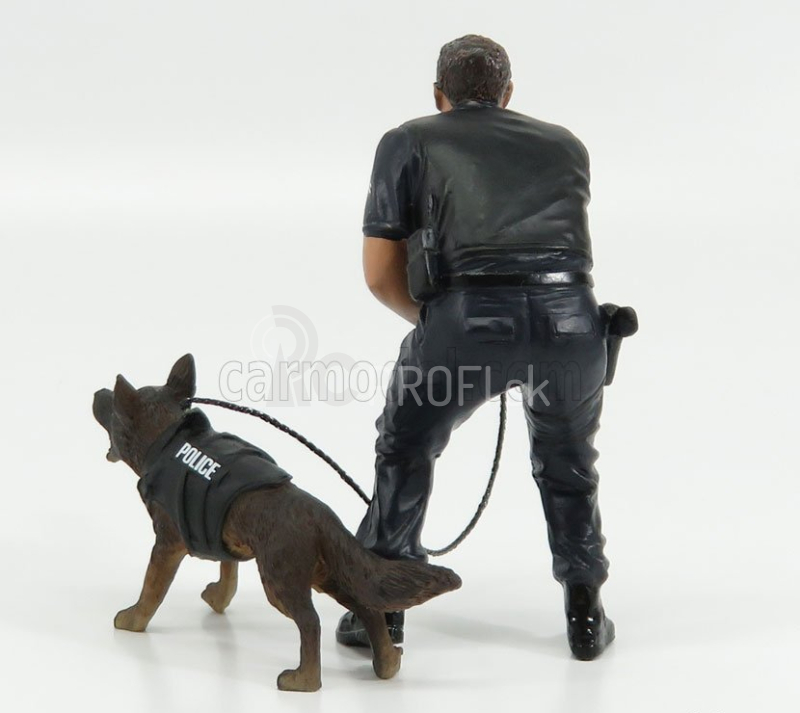 Americké diorámy Figúrky Poliziotto Con Cane - Policajt K9 so psom 1:24 Black