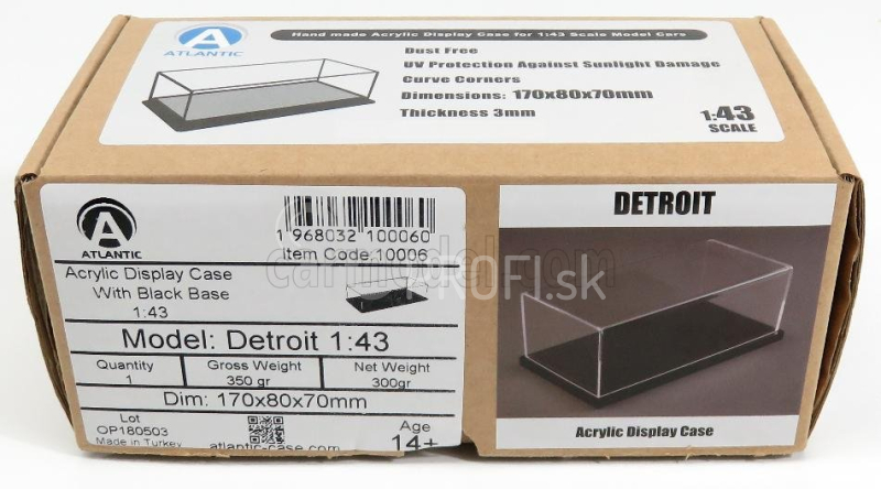 Atlantic Vetrina display box Detroit Base Nera - Black Base - Lungh.lenght Cm 17 X Largh.width Cm 8 X Alt.height Cm 7 (altezza Interna 6.2 Cm ) 1:43 Black - Plastic Display