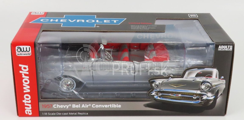 Autoworld Chevrolet Bel Air Cabriolet Otvorený 1957 1:18 Strieborný