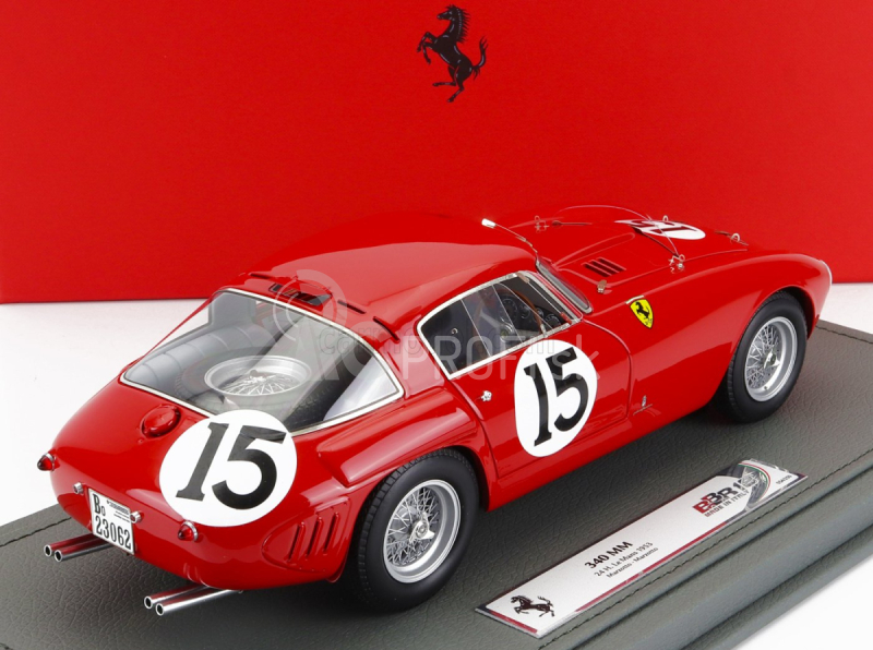 Bbr-models Ferrari 340mm 4.1l V12 S/n0320 Team Scuderia Ferrari N 15 24h Le Mans 1953 P.marzotto - G.marzotto - Con Vetrina - S vitrínou 1:18 Red
