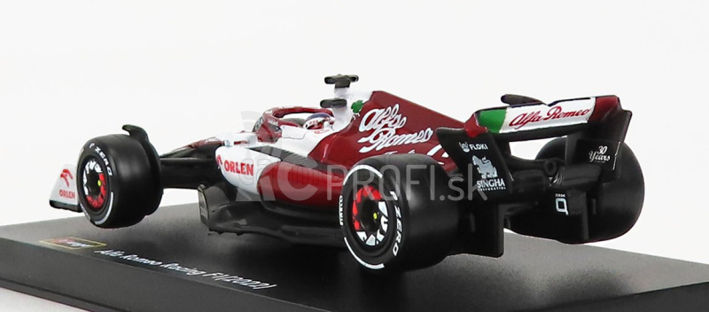 Bburago Alfa romeo F1 C42 Team Orlen Racing N 77 Bahrain Gp 2022 Valtteri Bottas - s prilbou a plastovou vitrínou - exkluzívny model 1:43 White Red Met