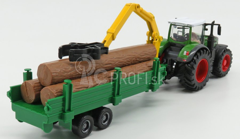 Bburago Fendt Vario 1000 Tractor With Trailer Trunk Transport 2016 - Trasporto Tronchi 1:50 Green Grey Wood