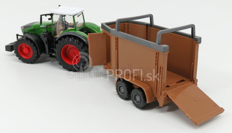 Bburago Fendt Vario 1000 Traktor s prívesom pre dobytok 2016 1:50 zeleno-sivý