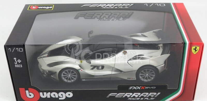 Bburago Ferrari Fxx-k Evo N 70 Hybrid 6.3 V12 1050hp 2018 1:18 bielo-perleťovo-strieborná
