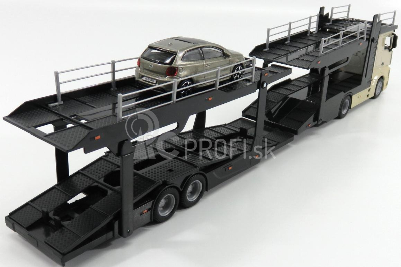 Bburago Mercedes Benz Actros 2 2545 Truck Car Transporter 2016 s Volkswagen Polo Gti 1:43 Gold Met Black Grey Met