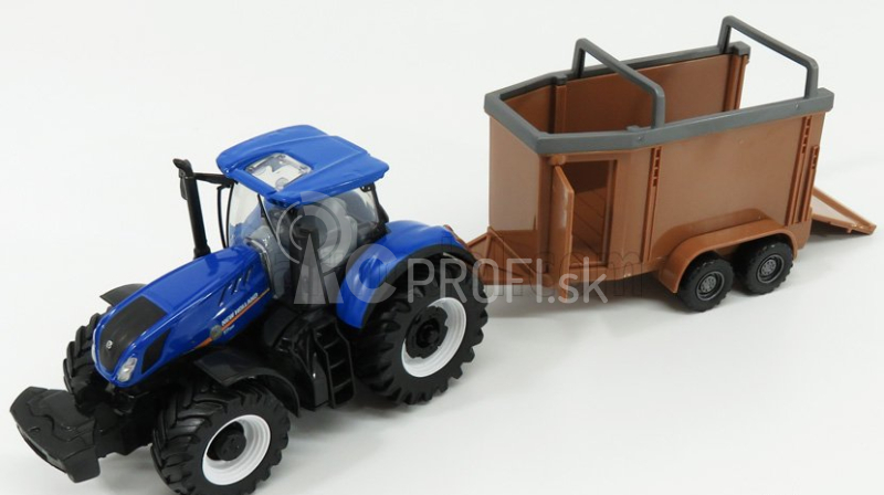 Bburago New holland T7.315 Traktor + Expedítor 1:50 Modrá hnedá