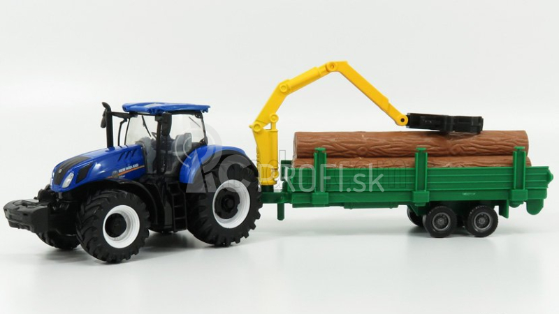 Bburago New holland T7.315 Tractor + Tree Forwarder And Wood 1:50 modro-zelená