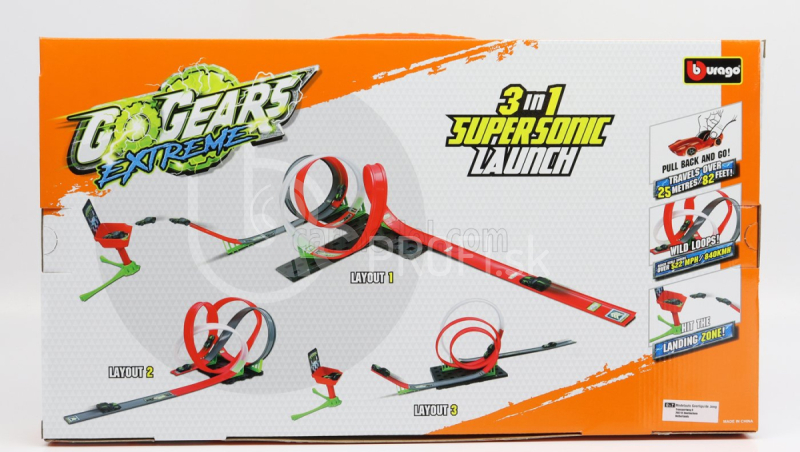 Bburago Príslušenstvo Dioráma - Go Gears Extreme 3 v 1 Supersonic Launch s 1x autíčkom v balení 1:64 Rôzne