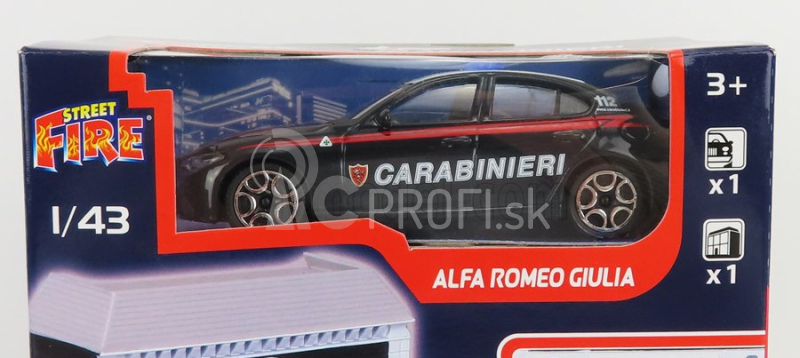 Bburago Príslušenstvo Dioráma - Set Postav si svoju mestskú policajnú stanicu - Caserma Carabinieri - s Alfa Romeo Giulia 2015 1:43 Modrá biela