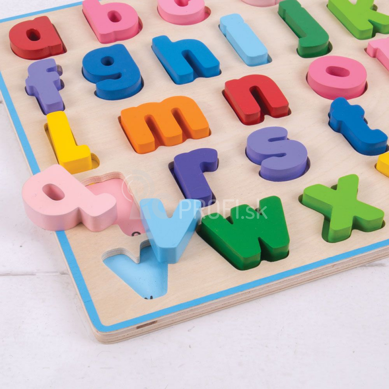 Bigjigs Baby Drevené puzzle Abeceda s malými písmenami