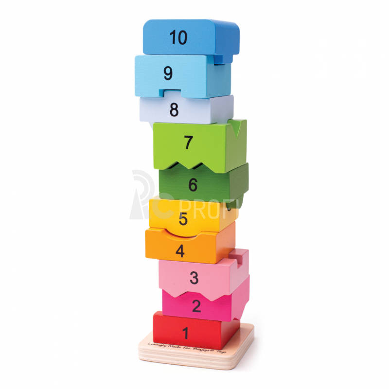 Bigjigs Detská drevená motorická veža s číslami