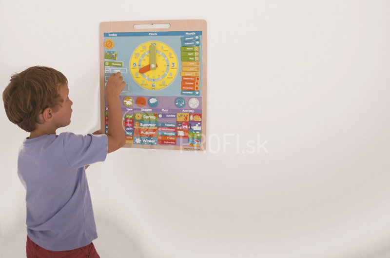 Bigjigs Toys Anglický magnetický kalendár s hodinami