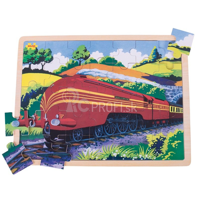 Bigjigs Toys Drevené puzzle Historický vlak Vojvodkyňa z Hamiltonu 35 dielikov
