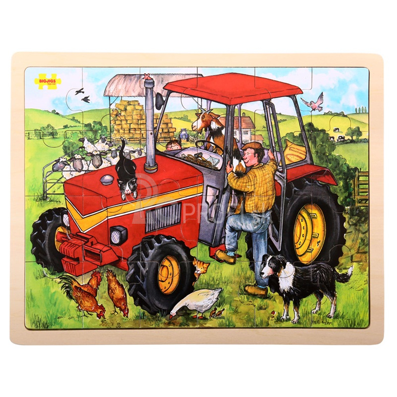 Bigjigs Toys Drevené puzzle s traktorom 24 dielikov