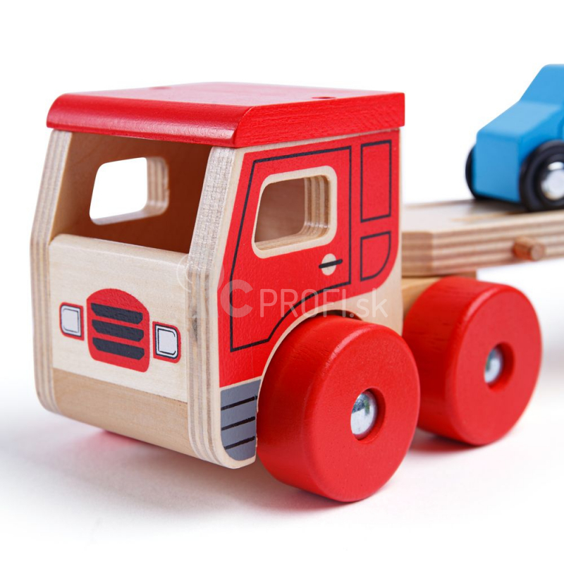 Bigjigs Toys Drevený nákladiak s autíčkami