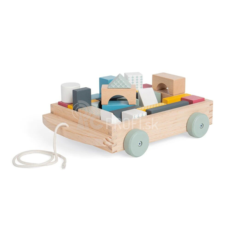 Bigjigs Toys Vozík s drevenými kockami - poškodený obal