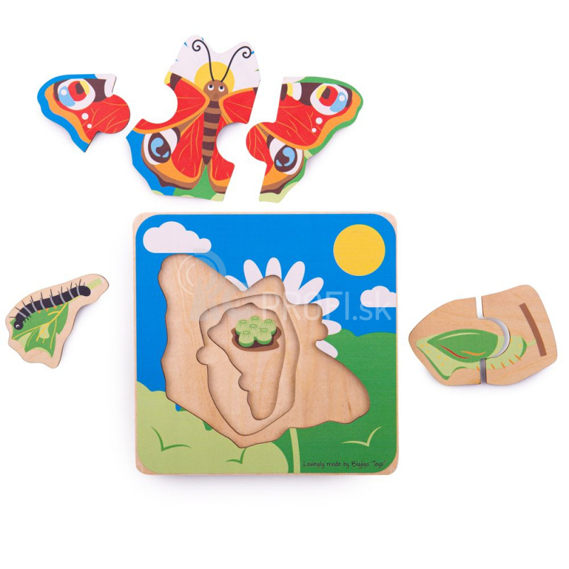 Bigjigs Toys Životné cykly motýľa Vkladacie puzzle