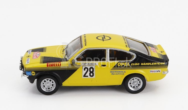 Brekina plast Opel Kadett C Gt/e (nočná verzia) N 28 Rally Montecarlo 1976 Anders Kullang - Claes Goran Andersson 1:87 žltá čierna