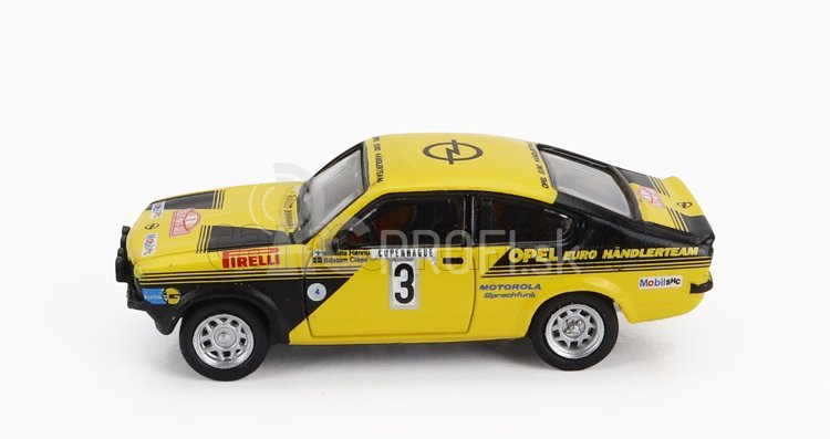 Brekina plast Opel Kadett C Gt/e (nočná verzia) N 3 Rally Montecarlo 1976 Hannu Mikkola - Claes Billstam 1:87 žltá čierna
